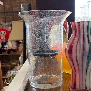Clear Glass Vase with Bubble Design
